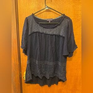 Navy Lace Detail Blouse